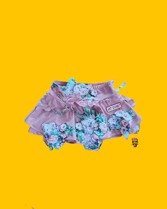 Floral chain rope mini skirt(large)