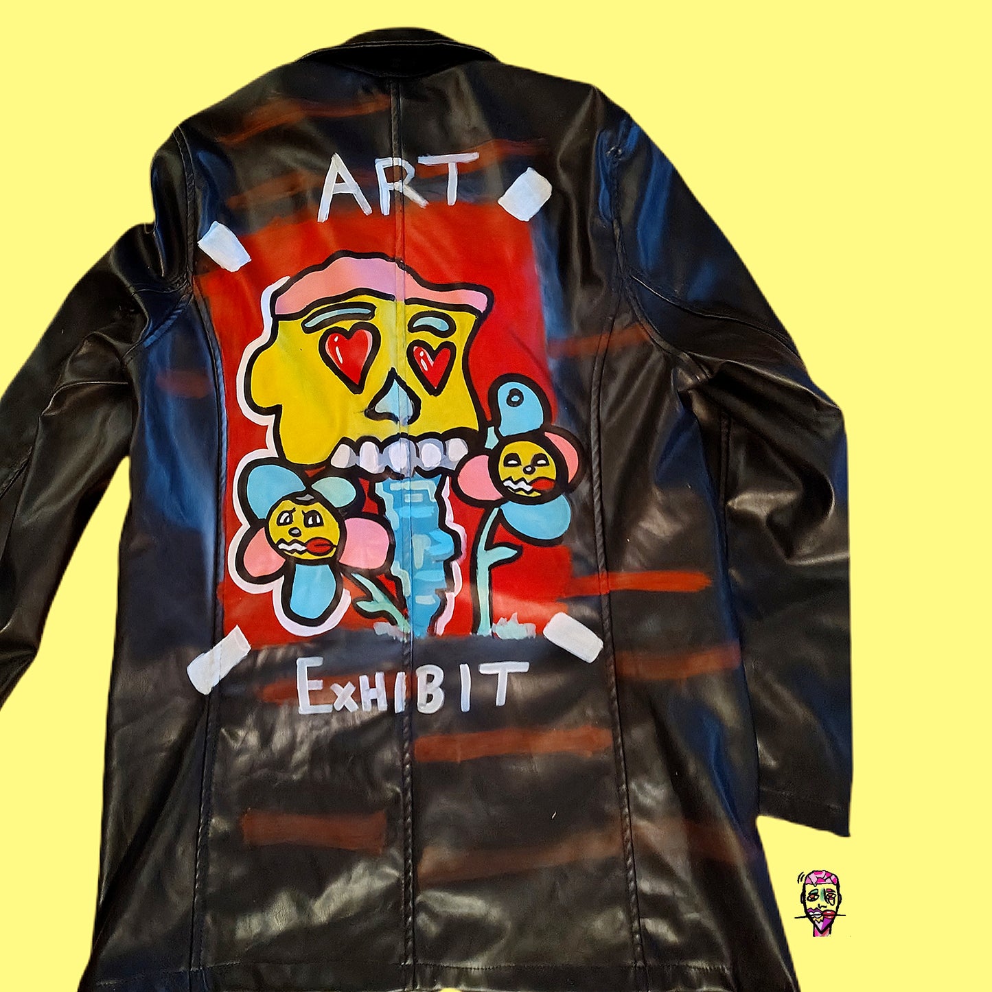 The Art Exhibit Floral and Skull leather Trench(m)
