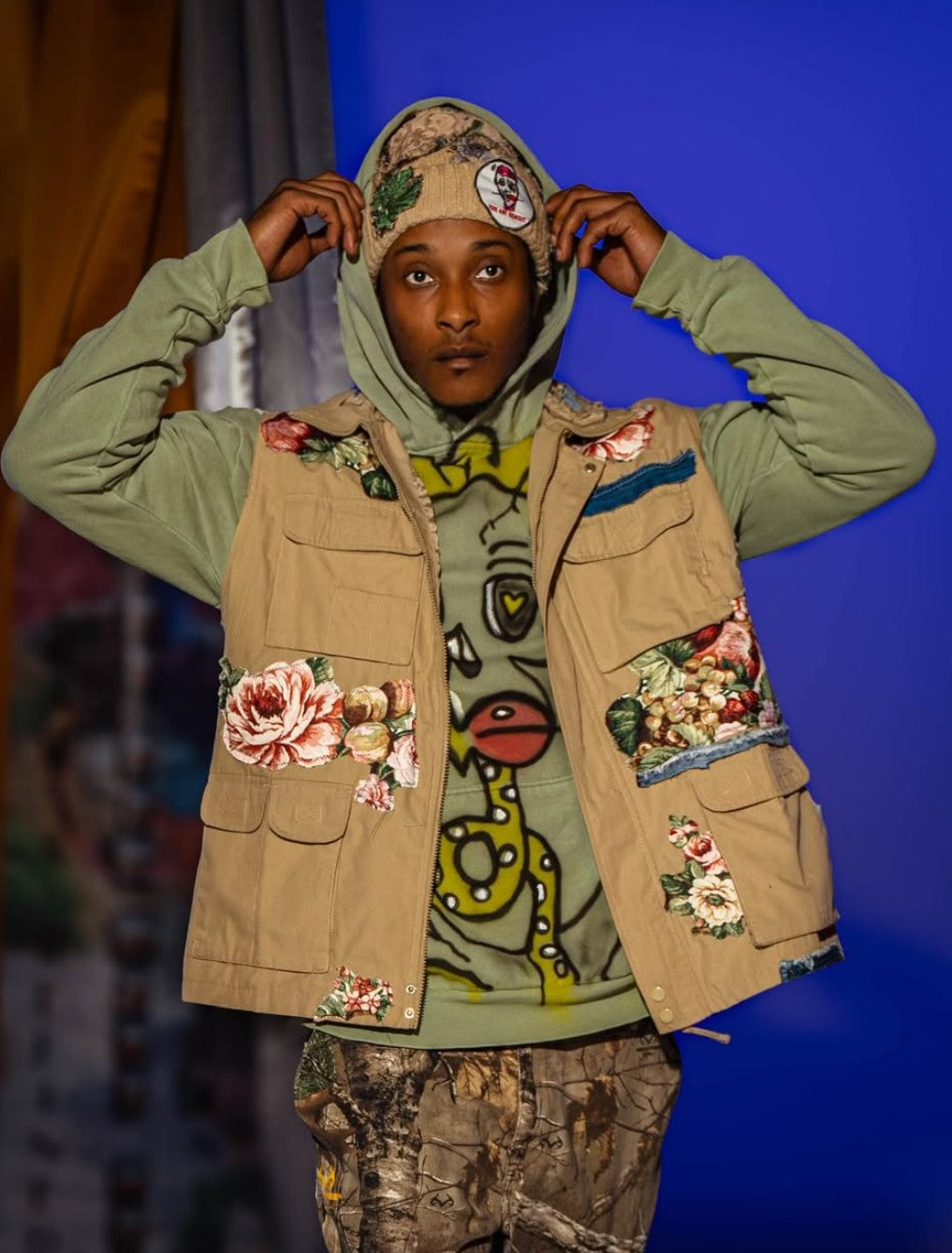 The Art Exhibit Floral Denim Fisherman(xl-2x)