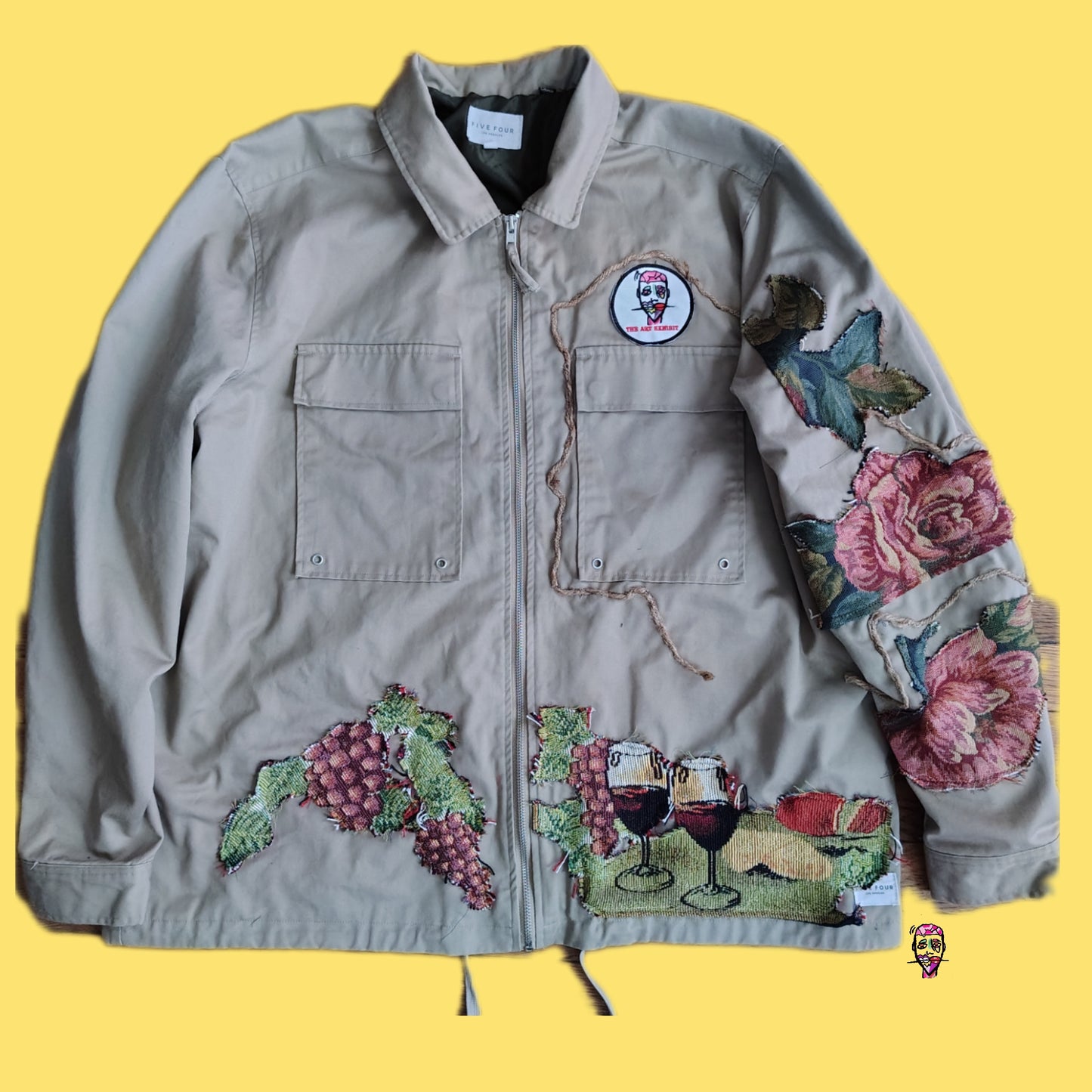The Art Exhibit Grapes wine and Floral vine Jacket(XL)