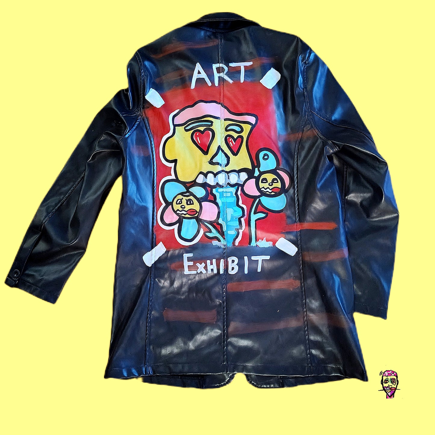 The Art Exhibit Floral and Skull leather Trench(m)