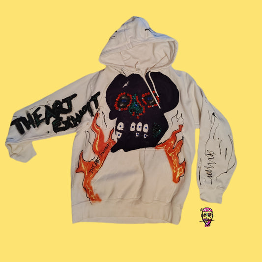 The Art Exhibit fire skull hoodie