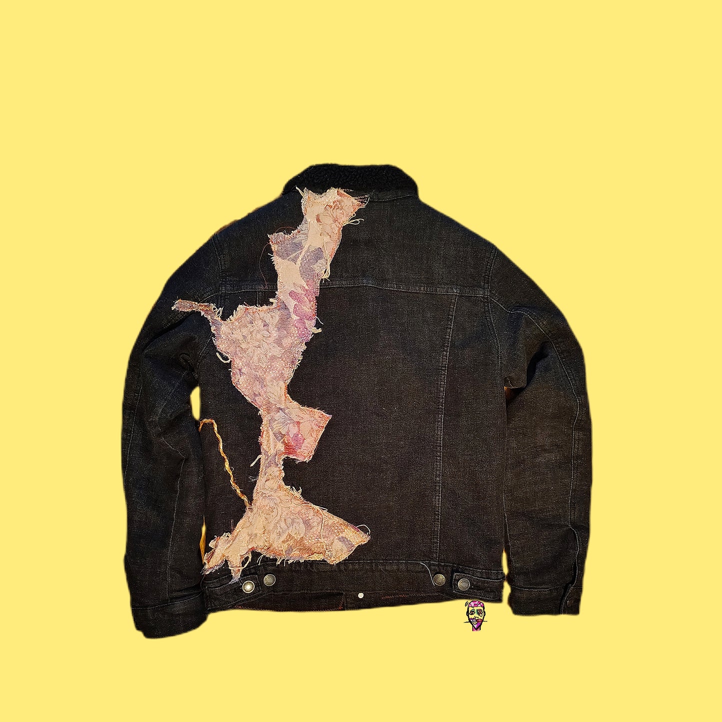 The Art Exhibit Black Denim Floral and Rope Bomber(sm)