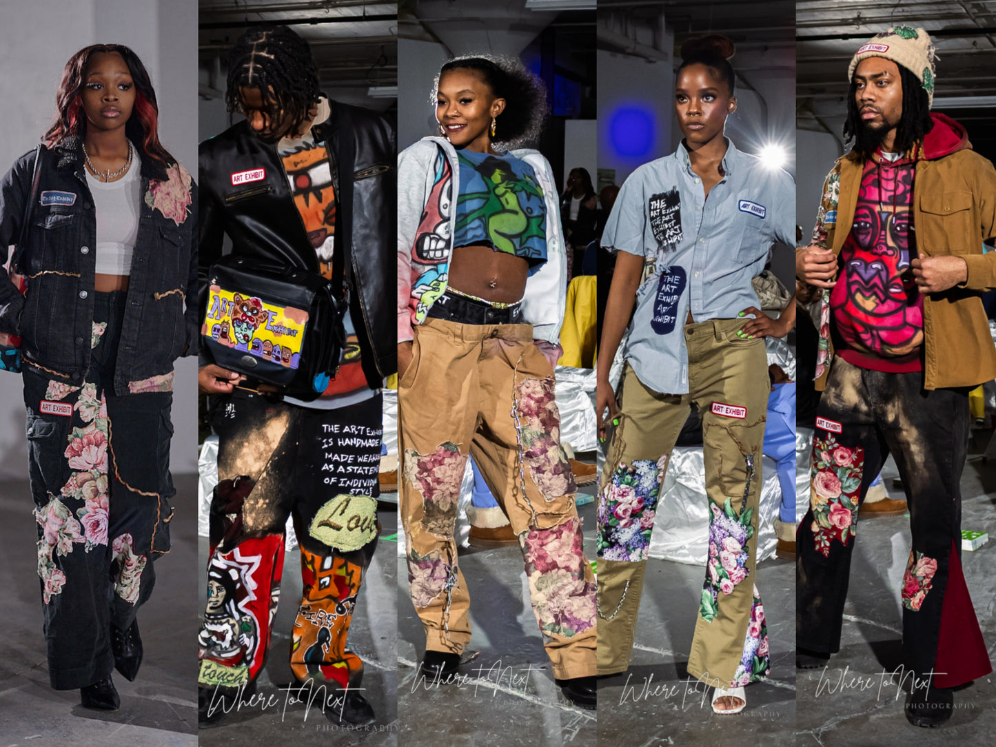 The Art Exhibit Black Denim Floral and Rope Bomber(sm)